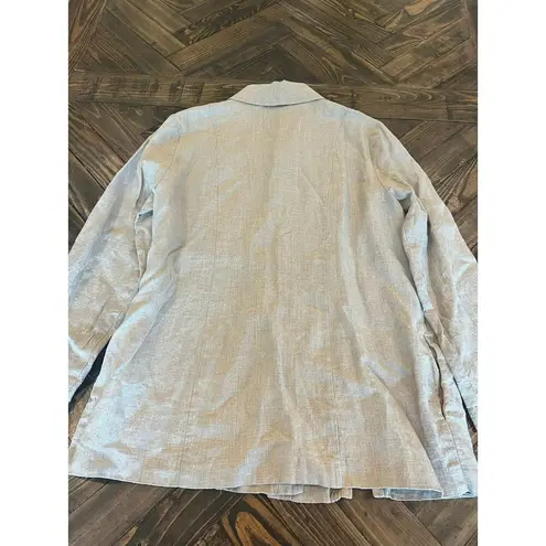 VTG Linen Long Sleeve Tunic Top Women 6 Neutral Lagenlook CottageCore Beach Trip