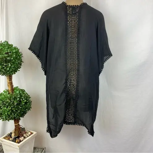 Steve Madden  Black Open Front Swim Bathing Suit Cover Top NEW OS - Image 2