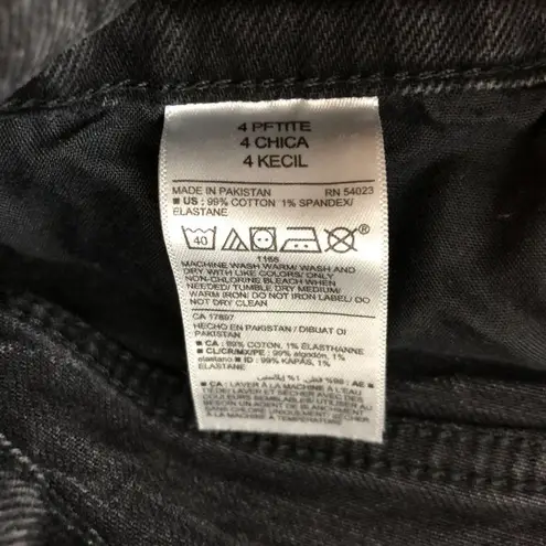 Old Navy  Womens Jeans Sky Hi Straight Slim Pocket Distressed Button Fly Black 4P