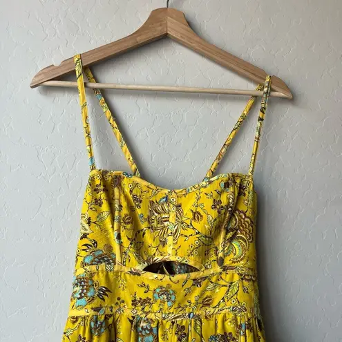 Ulla Johnson Dress Silk Floral Josanna Yellow Cut Out Midi Gown Size 6