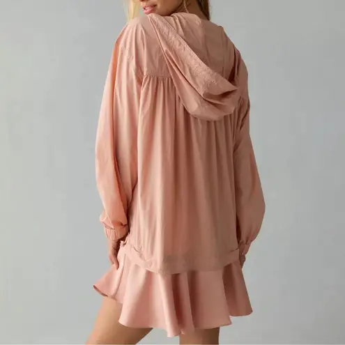 ANTHROPOLOGIE Daily Practice Pink Ruffle Hem Half Zip Pullover Dress Sz S Petite