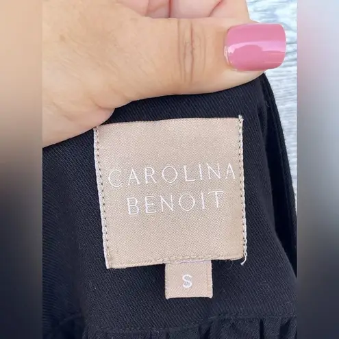 CAROLINA BENOIT MARRAKECH BLACK PANTS WITH PEARLED HEM SMALL Black