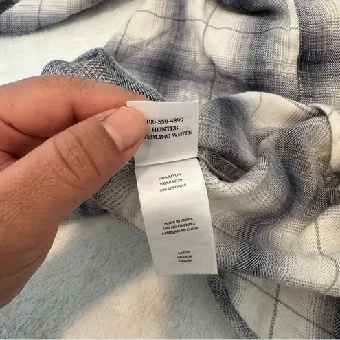 Rails  Womens Top Size L Smoke Ivory Dylan Plaid Long Sleeve Button Up