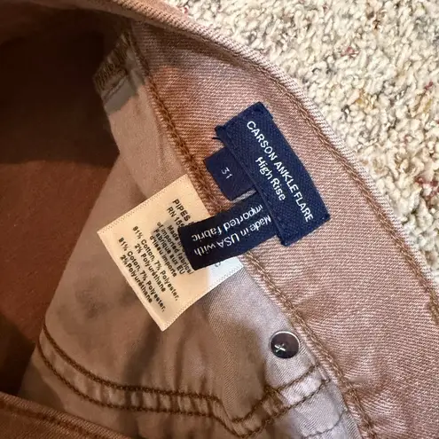 Veronica Beard Carson Ankle Flare High Rise Jeans Tan Sierra Brown