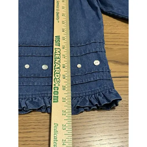 f.l. Malik Denim Style Womens Shirt Size Small Buttons Art To Wear Classic VTG Blue