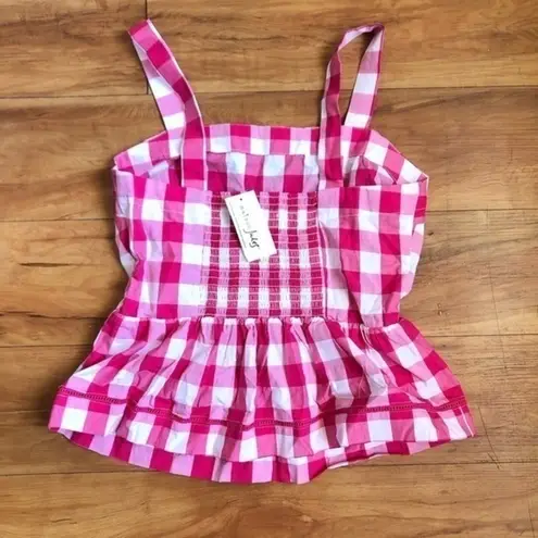 Maison Jules  Cotton Gingham Peplum Top sz M