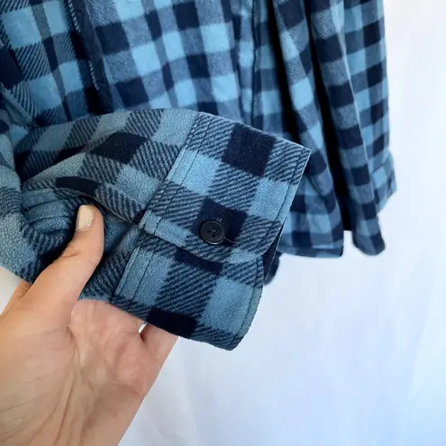 Riders By Lee blue black checkered fleece button down jacket women's size XL