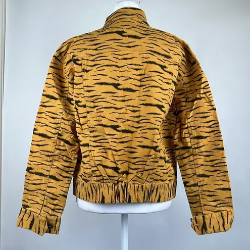 English Rose  Yellow & Black Animal Print Faux Leather Jean Jacket Size S/M