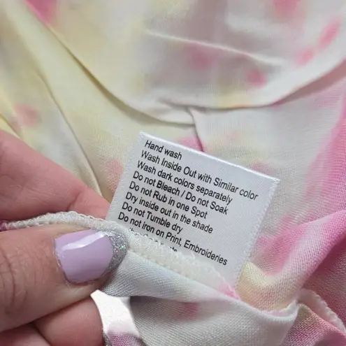 Pink White Tie Dye Smocked Off the Shoulder Area Stars Kaia Dress Size Medium