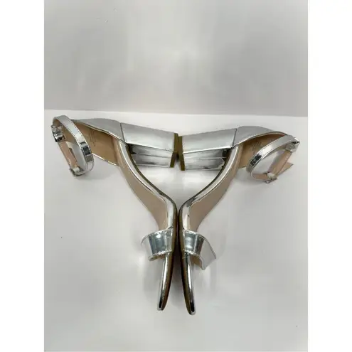 Bandolino Sandals Womens Size 9 Silver Open Toe Ankle Strap Block Dress Heels