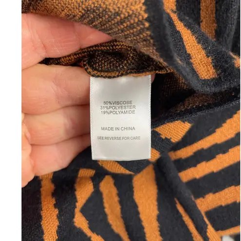 Lucy Paris Cognac Zebra Puff Shoulder Balloon Sleeve Mini Sweater Dress Size XS