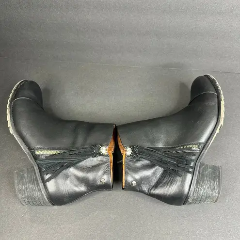 Pikolinos Pikolino Womens size 40 9 9.5 Andorra Black Leather Tassel Ankle Boots Side Zip