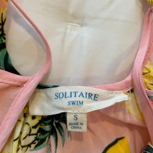 Solitaire New  SWIM Pink&Yellow Pineapple Cold Shoulder Cover Up NWOT Size Small