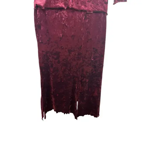 Fashion Bug VTG Y2K 90s Crushed Velvet Gothic 2-Piece Set Skirt Set M Burgundy