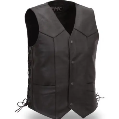 FMC Mens Carbine Traditional Leather Vest Size 48 Black
