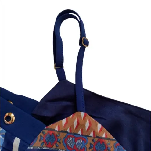 Coco + Carmen Top Blouse Siren Vibrant Print Short Sleeve Cold Shoulder L/XL NEW