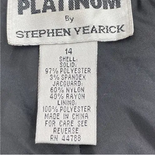 Platinum Stephen Yearick Paisley Pants Brocade Jacquard Straight Leg 14 Black