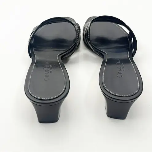Cole Haan  Estrella Black Leather Open Toe Slip On Sandals Slides Mules Size 7.5