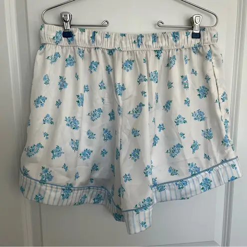 NEW Arula Satin Floral Pajama Shorts Plus Size 0X / X (XL) NWT Blue