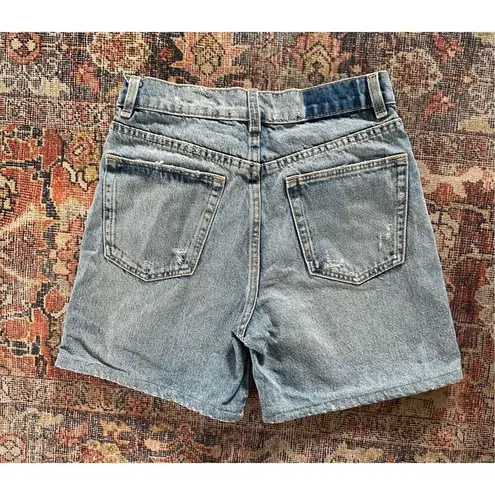 ZARA  High Waist Light Denim Distressed Shorts