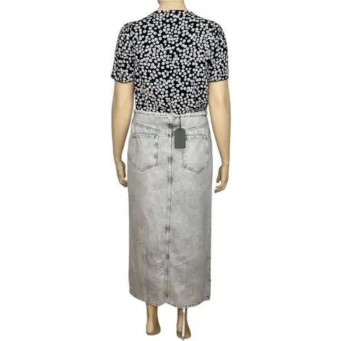 ALLSAINTS Honor Denim Frayed Maxi Skirt, Snow Grey, 12 (US)