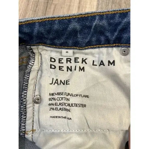 Derek Lam Womens Jane Mid Rise Flip Flop Flared Jeans Blue Size 26