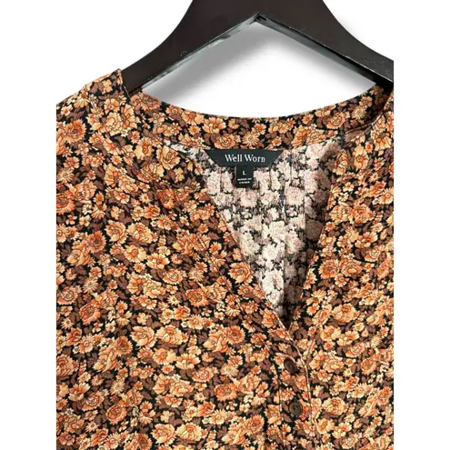Well Worn Women’s Size L Floral Print Long Sleeve Blouse by | Fall Floral Pattern