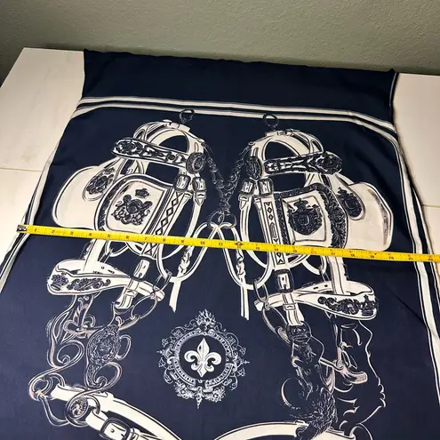 Chic Asymmetrical Navy Dress with Equestrian Design Blue