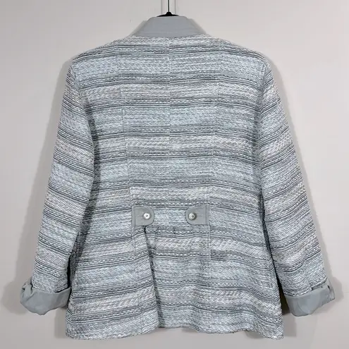 Armani Collezioni Gray Striped Knit Button Front Blazer/Jacket Women Size 12