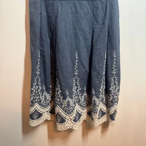 Westport 1962 Dress Women 10 Blue White Cotton Denim Like Preppy Cottagecore