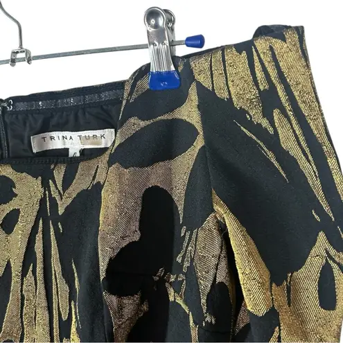Trina Turk  Metallic Jacquard Off-the-Shoulder Sumire Dress Size 4 – Black & Gold