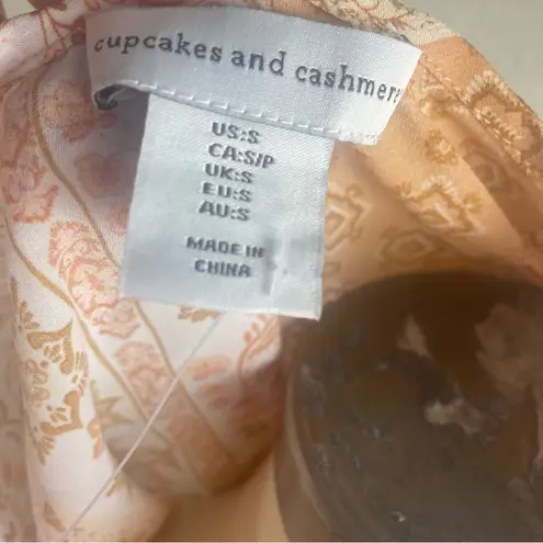 Cupcakes and Cashmere Blouse Women’s Small Boho Patchwork Print Top Short Sleeve Orange