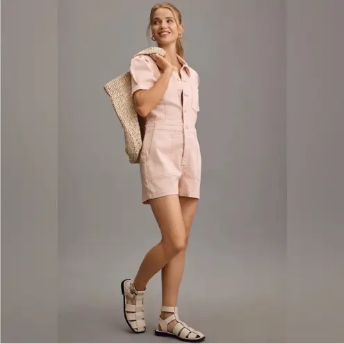 Pilcro NWT  Anthropologie The Kit Utility Romper in Pink Rose Size 12 OB1892176