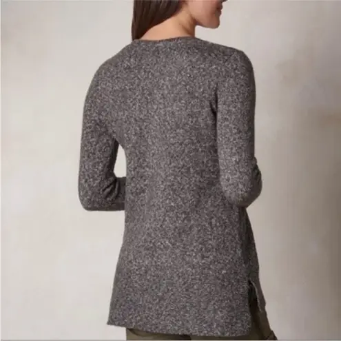 prAna Nolan Tunic Sweater Coal Gray Grey Size Small Crew Neck Braided Knit