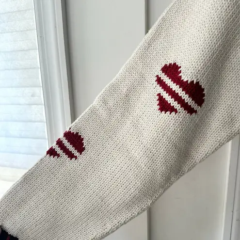 Rey Wear NWT Deadstock Handknit Bolivia Heart Patriotic USA Jumper Sweater XL Red