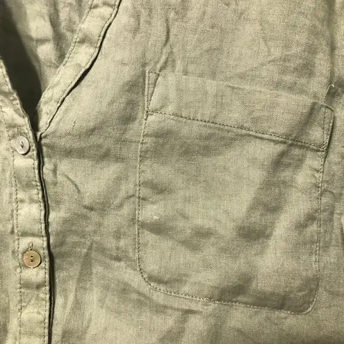 Sigrid Olsen 100% linen green v neck button down long sleeve women’s size XL