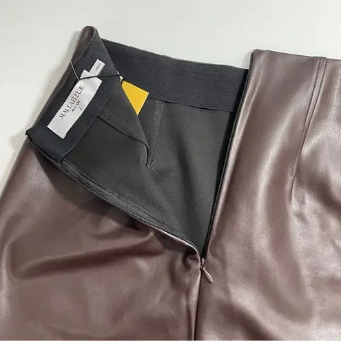 MM.LaFleur NWT M.M. Lafleur The Whitney Brown Vegan Faux Leather A-Line Mini Skirt Size 2 - Image 5