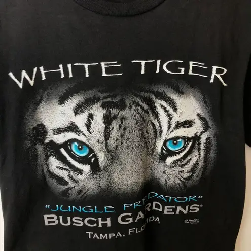 Anvil 2008 Vintage Organic White Tiger Jungle Predator T Shirt 00s Tampa