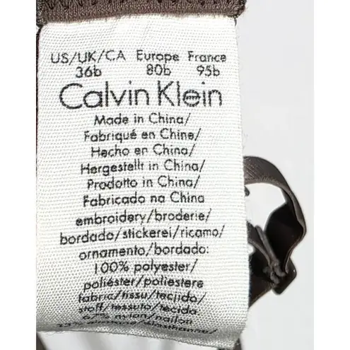 Calvin Klein  Emotive Natural Lift T-Shirt Padded Underwire Bra Brown Tulle 36B - Image 4