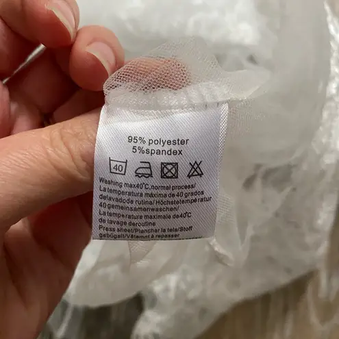 Dainty Lace Strappy Bralette Tulle Skirt Lingerie Dress Large Bridal Coquette White