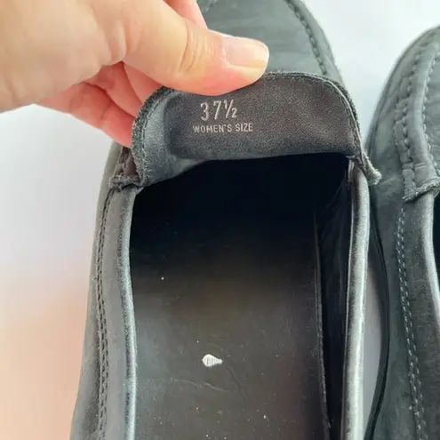 TOD'S DARK GRAY LEATHER SLIP ON LOAFERS WOMENS SIZE 37.5