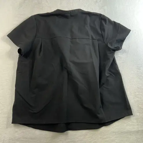 FIGS  Women's L Top Maternity Chira Somotillo Black Pleated Keyhole Pockets