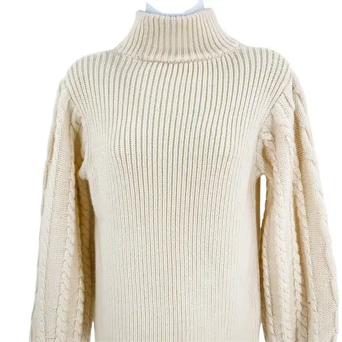 Caroline Constas Chunky Knit Bishop Puffed Sleeve Turtleneck Sweater Large
