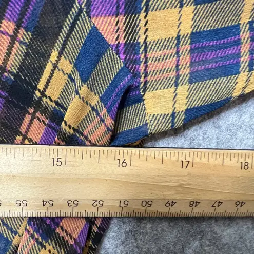 Love Fire Sheer Plaid Shirt Dress Long Sleeve Button Front Casual Size Small Purple