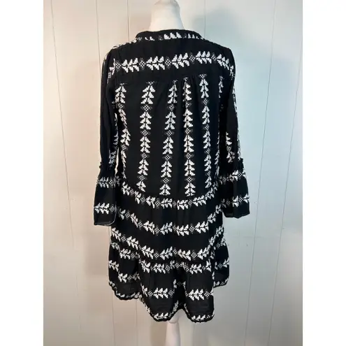 Elan Cotton Cotton Up Babydoll Mini Dress in Black and White. Size S.