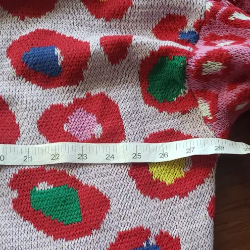 Farm Rio Colorful Leopard Print Feminine Oversized Cotton Cardigan Size Small