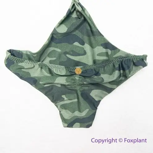 NEW Triya camo camouflage knotted detail one piece swimsuit, size XS Green