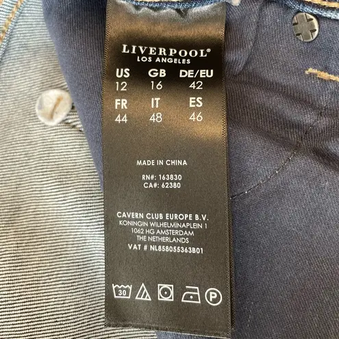 Liverpool High Rise Raw Frayed Hem Dark Wash Denim Shorts Size 12/31