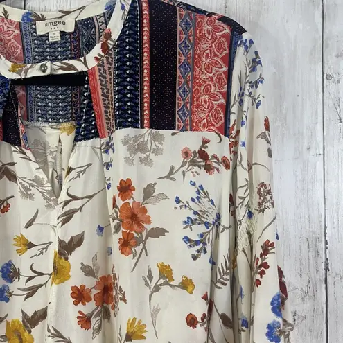 Umgee  Dress Womens Small Multi Floral Print Bell Sleeve Boho Peasant Cottagecore