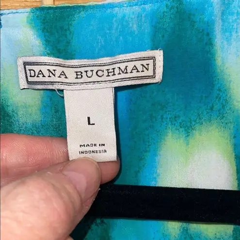 Dana Buchman Blue & Green Graphic Sleeveless Tank Top